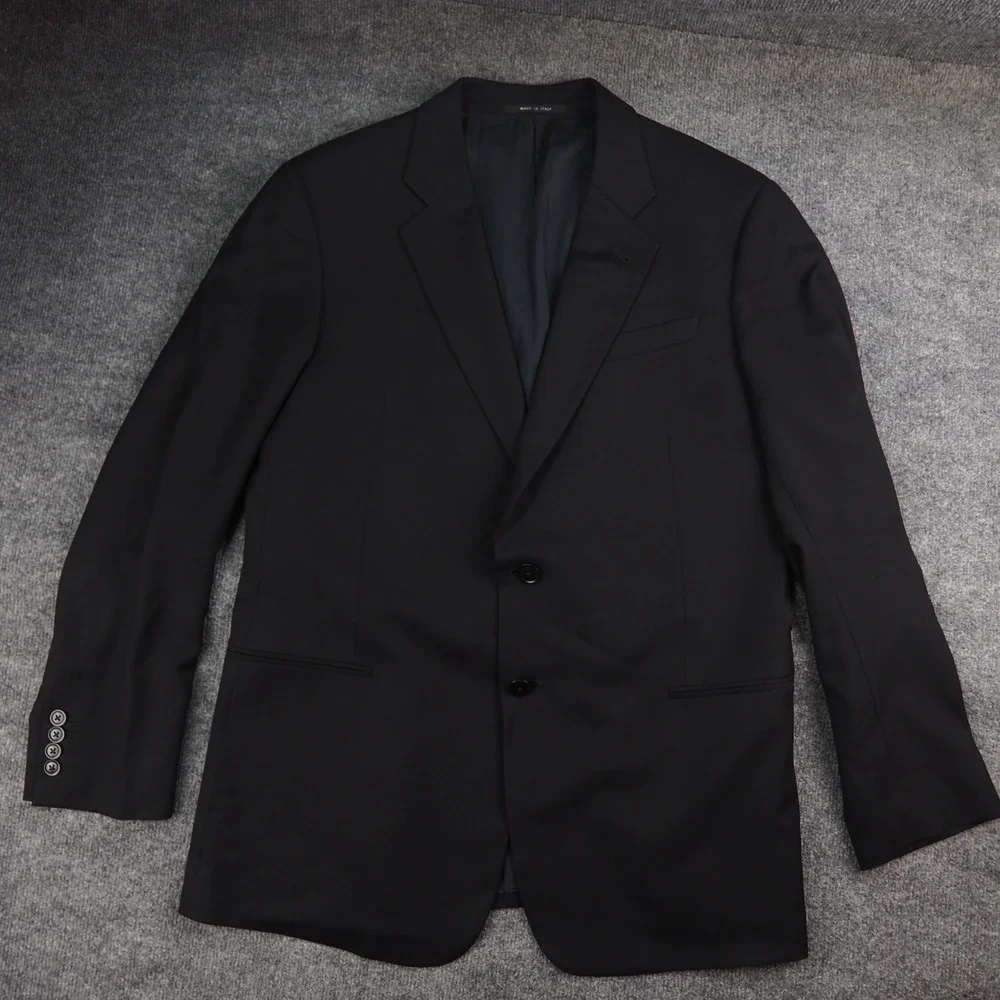 Armani Collezioni Blazer Mens 44R Black Wool Italy Two Button Luxury Sport Coat